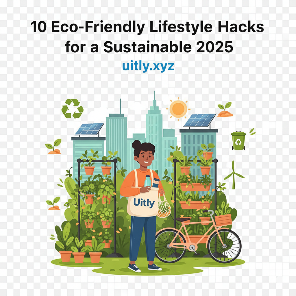 Uitly lifestyle blog banner for eco-friendly hacks in 2025
